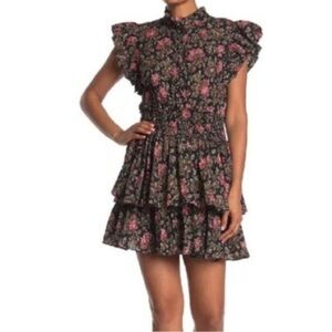 Rebecca Taylor La Vie Black Floral
Ruffle Dress